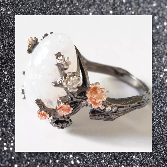 LAST 1 5⭐️🆕 White Fire Opal 925 Silver Ring 6,7,8 - Picture 6 of 6